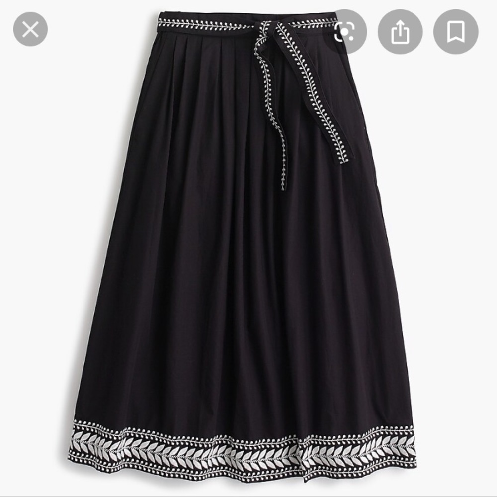 Jcrew NWT black embroidered midi skirt